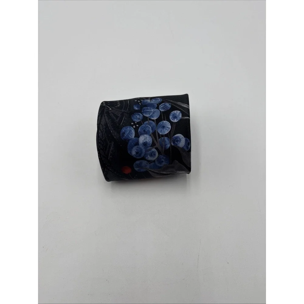 Desantis Collection Hand Made 100% Silk Tie Floral And Berries Print 56